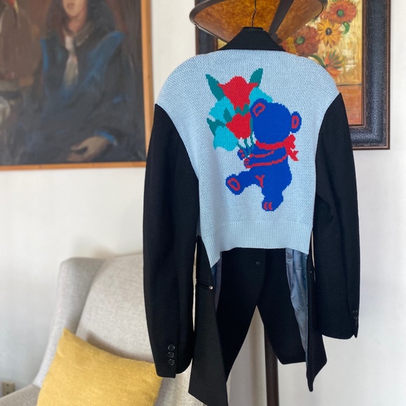 Andersson Bell Flower Bear Knitted-Back Mixed Media Jacket (L) - Picture 4 of 10